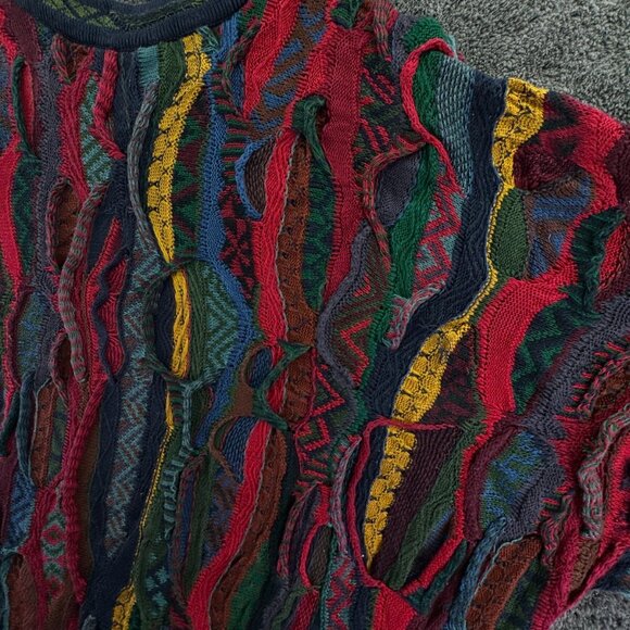 COOGI Australia Authentic Women XL Red Green 3D Knit Pullover Cotton Sweater - Picture 16 of 16